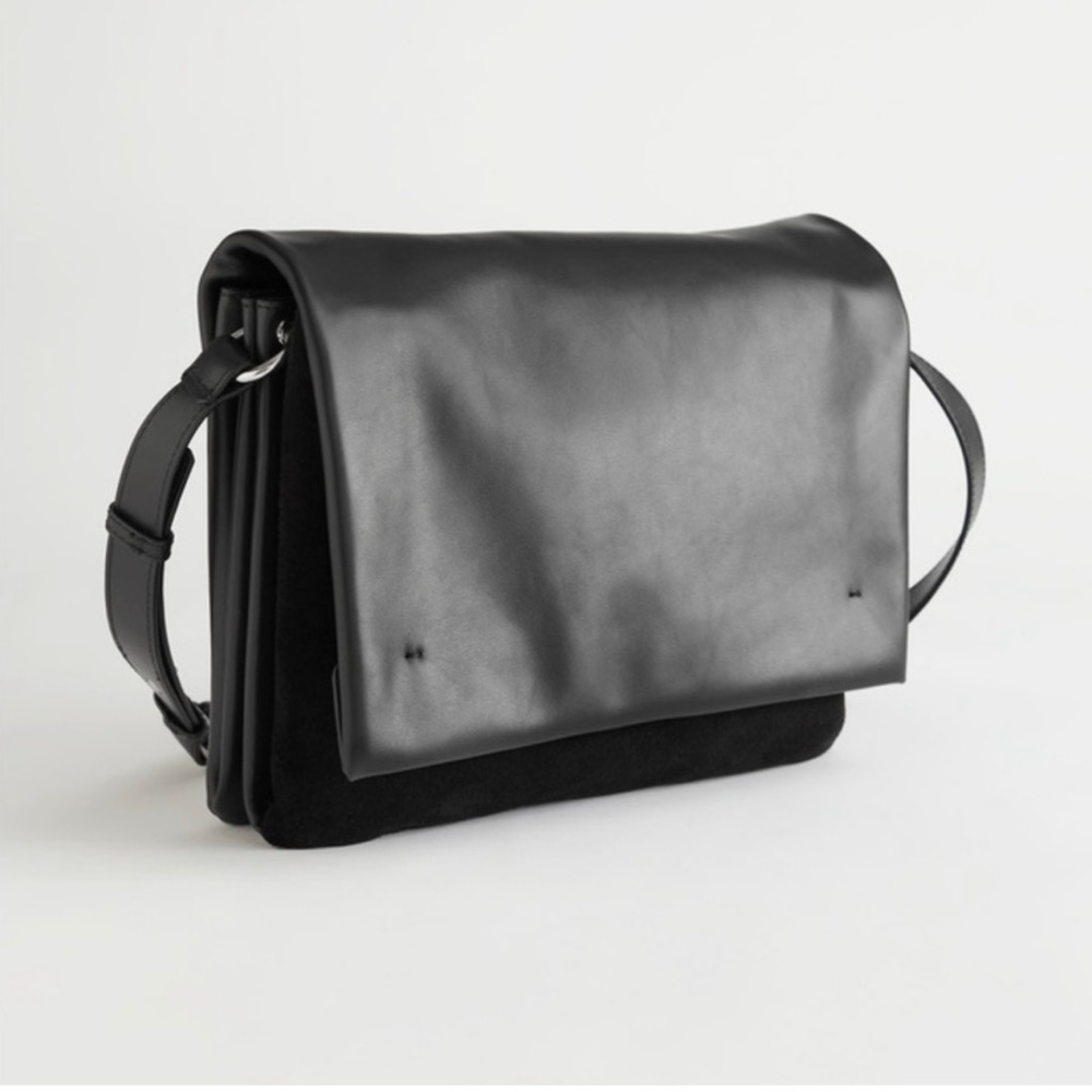 & Other Stories Suede Panel Leather Crossbody Bag